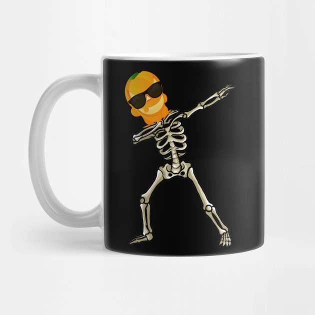 Cool Skeleton Dabbing Halloween Pumpkin by Merchweaver